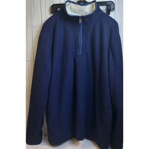 Orvis Sweat Shirt, Warm Faux Fur Interior, Quarter‎ Zip,Navy Blue, Men's Size XL